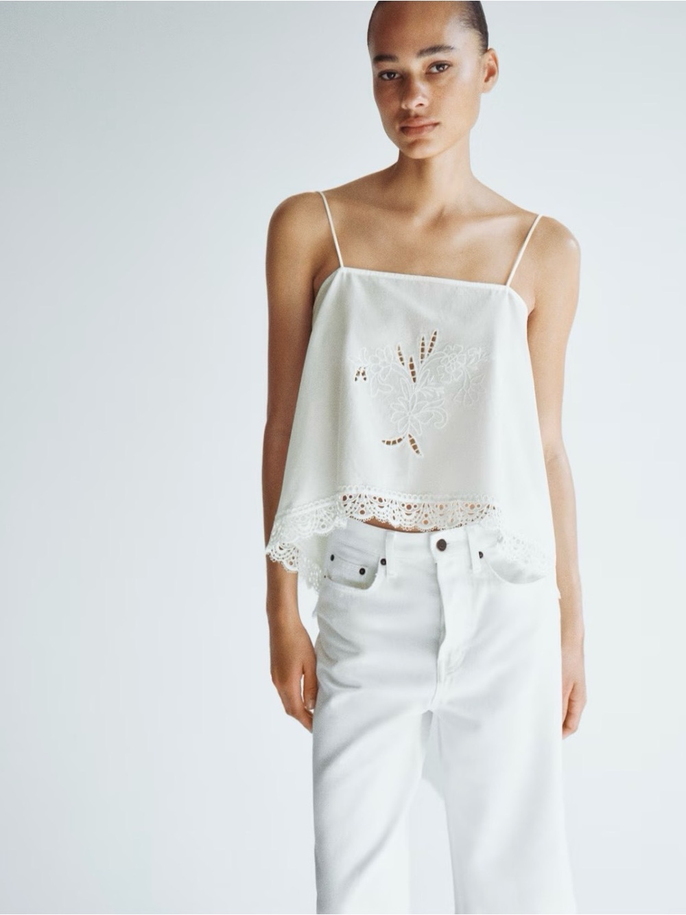 H&M Women’s size M Lace-Trimmed Wrap Camisole Top (ivory) NWT New Arrival 2026